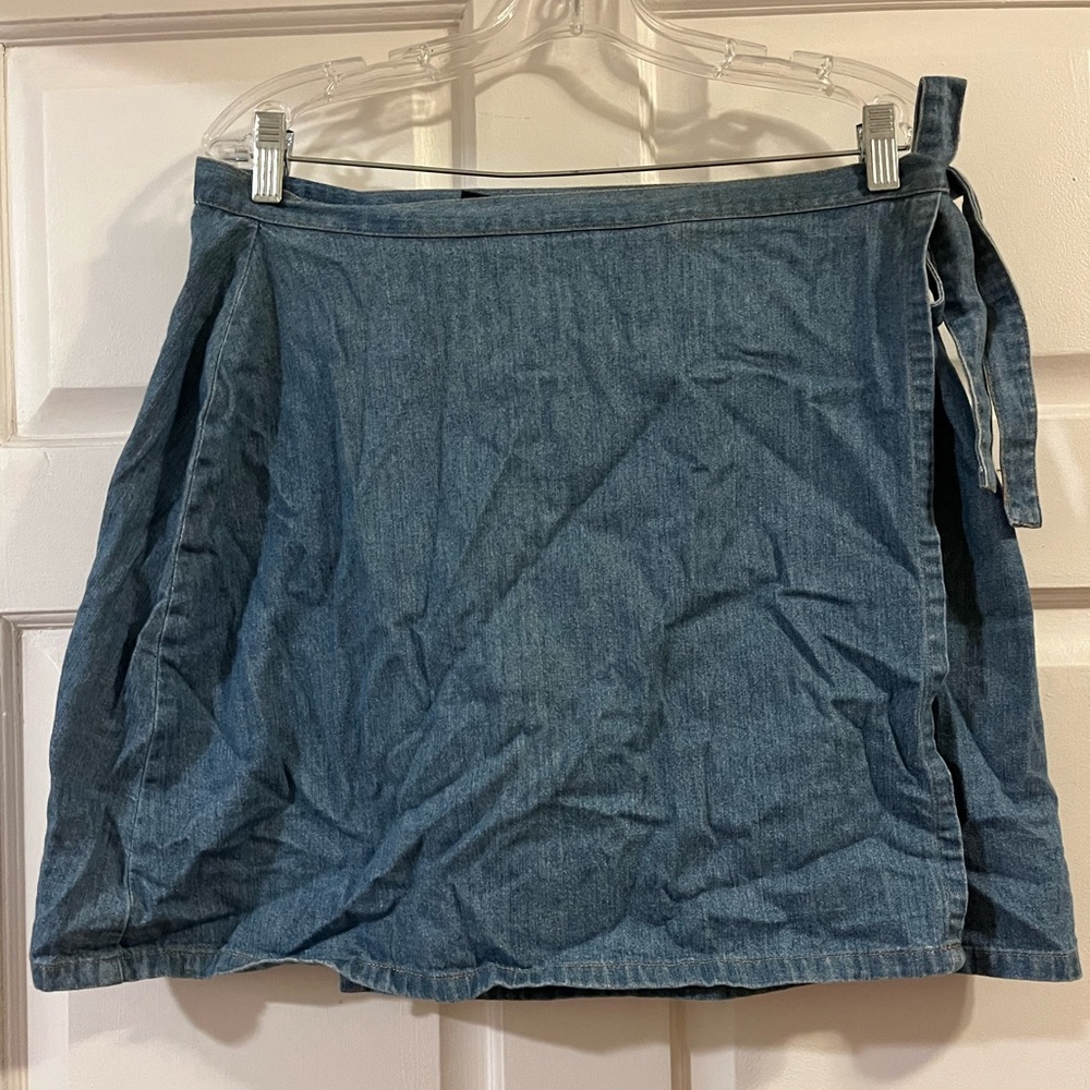 Vintage denim wrap miniskirt